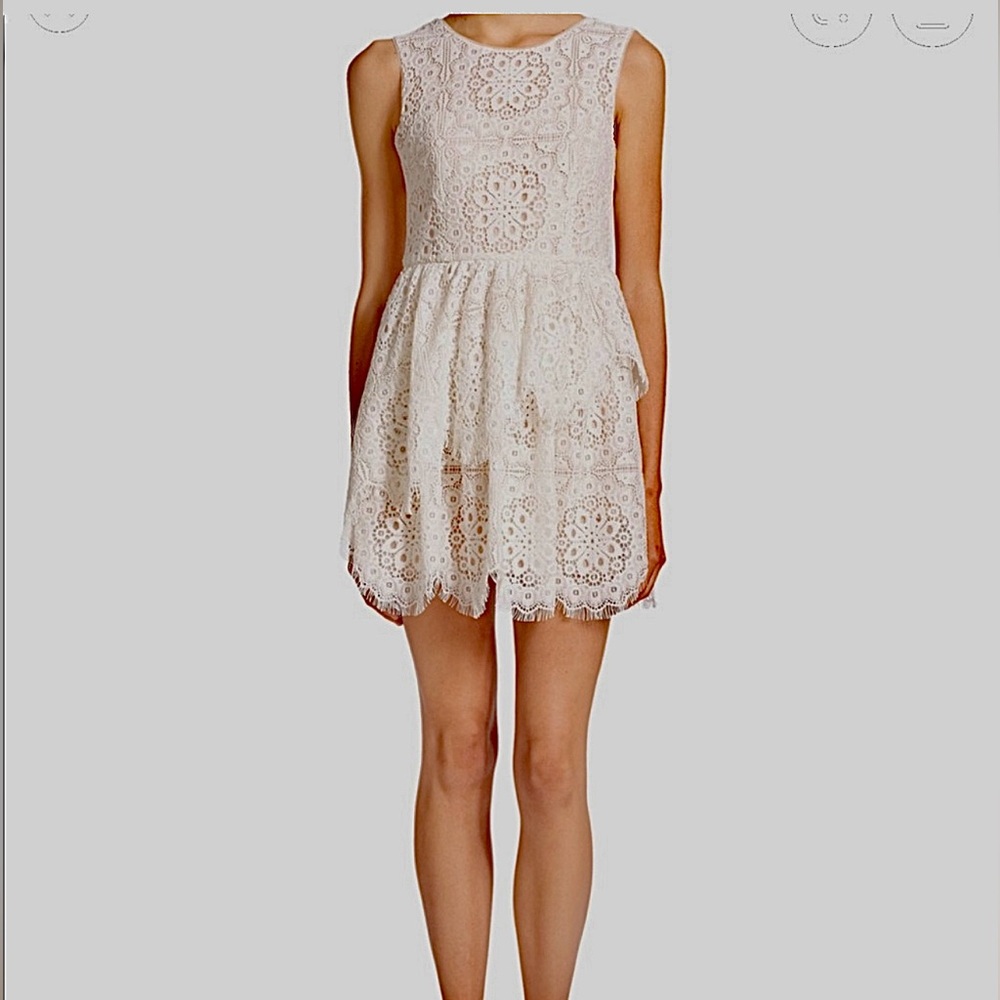BCBGMaxAzria White Sleeveless A-Line Mini Dress